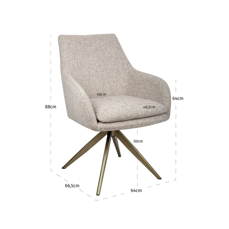 Dining chair Lisonne cayenne brown swivel fire retardant