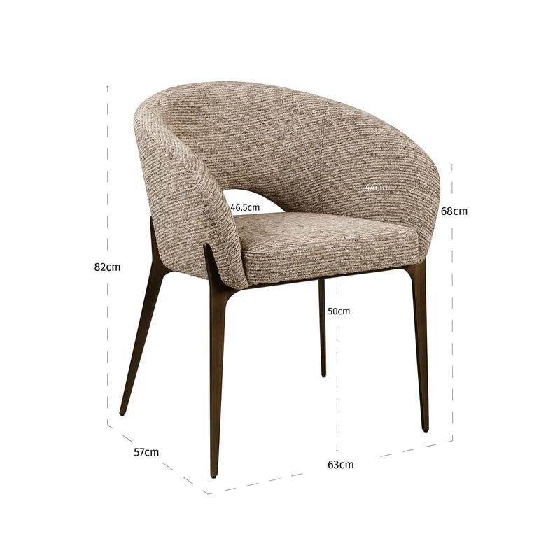 Dining chair Kenzi mocca linear fire retardant