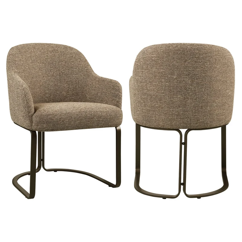 Dining chair Hadley brown tweed fire retardant