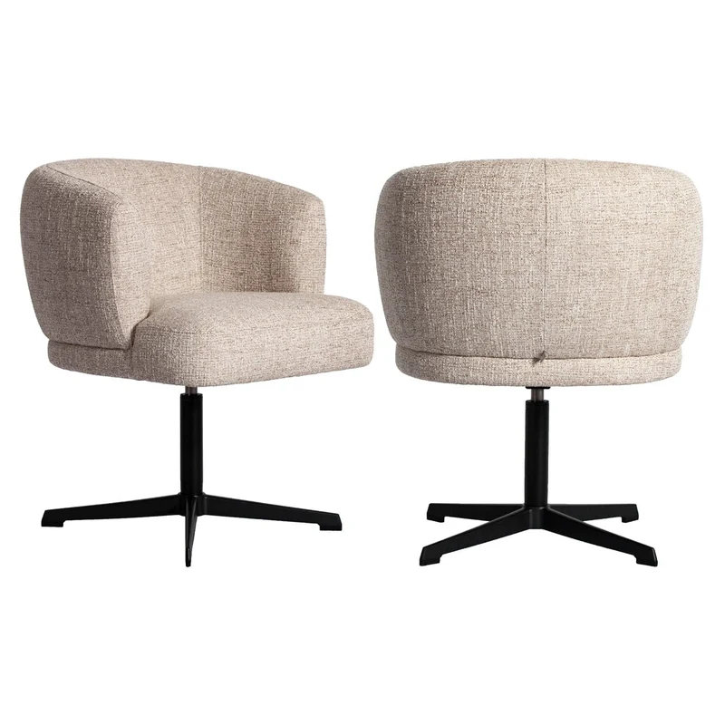 Dining chair Dinan cream tweed fire retardant - swivel