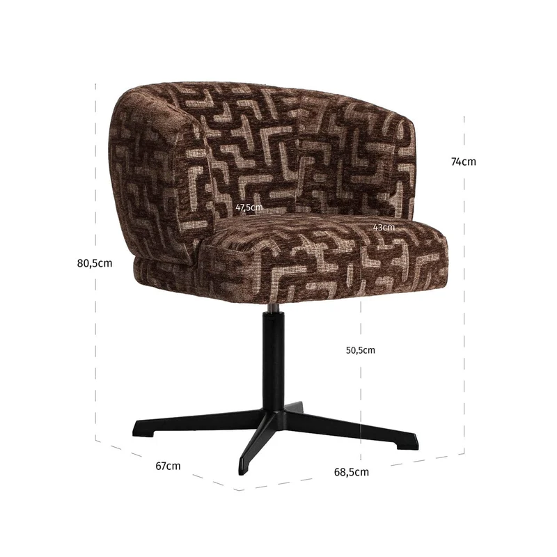 Dining chair Dinan brown labyrinth fire retardant
