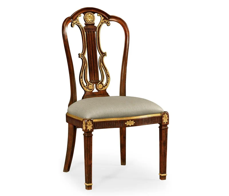 Buckingham Gilded Lyre Back Side Chair in Antwerp