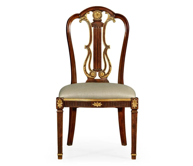 Buckingham Gilded Lyre Back Side Chair in Antwerp