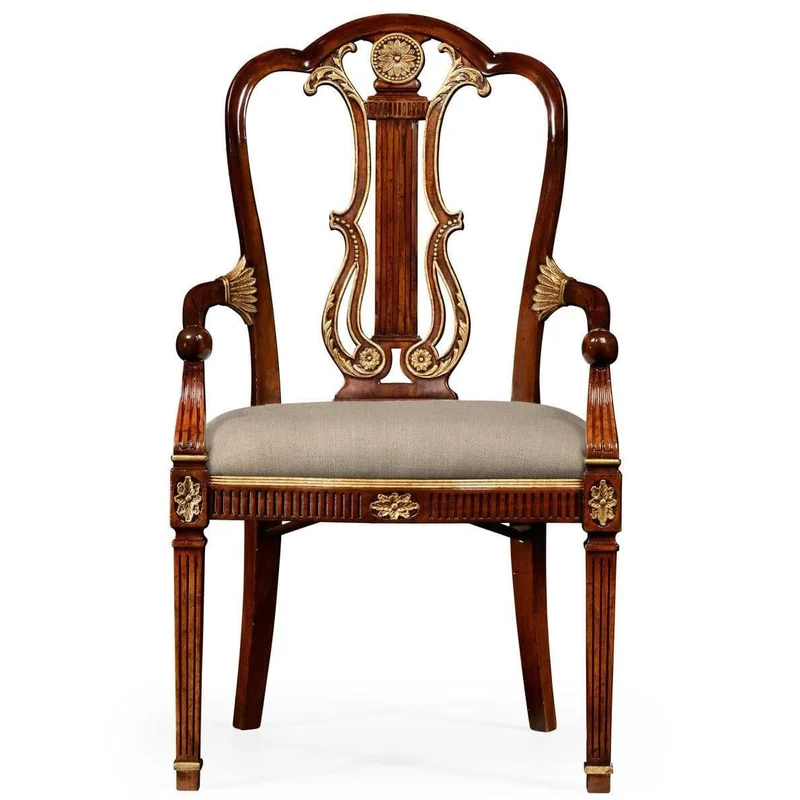 Buckingham Gilded Lyre Back Arm Chair in Antwerp
