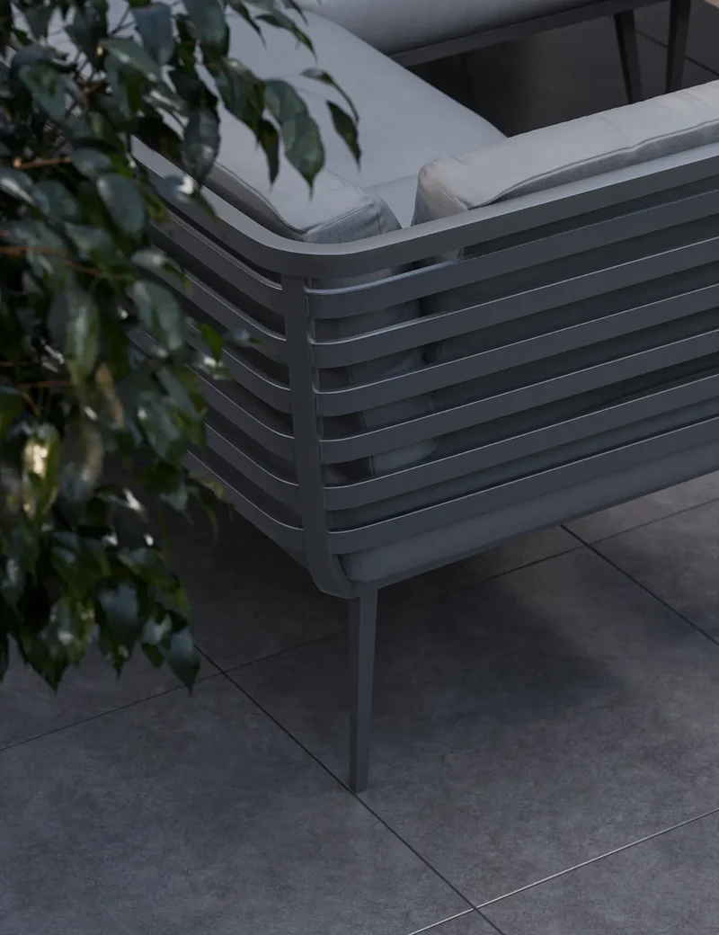 Mayfair Corner Lounging Set with Fire Pit Table and 2 Benches