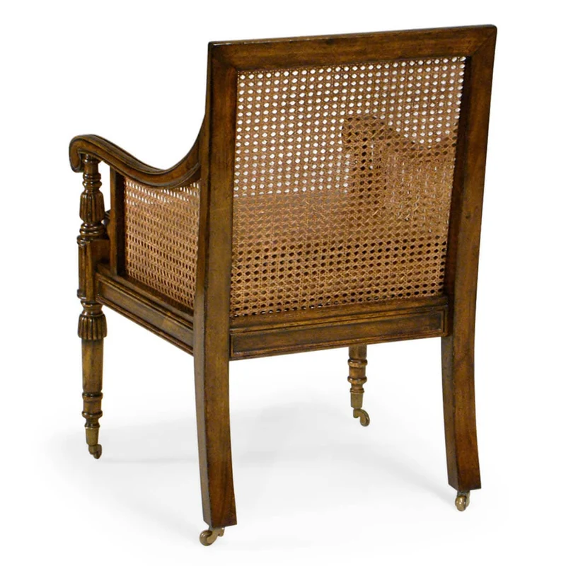 Bergere Occasional Chair with Cane Back - Leather