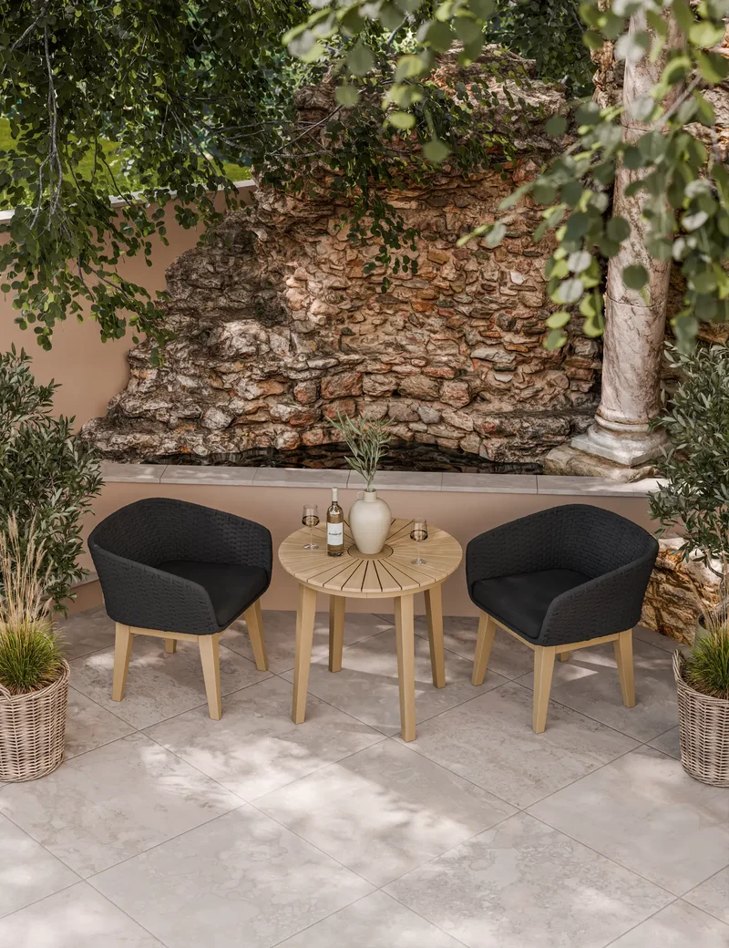 Roma 2 Seater Round Sunray Bistro Set with Eden Night Dining Chairs