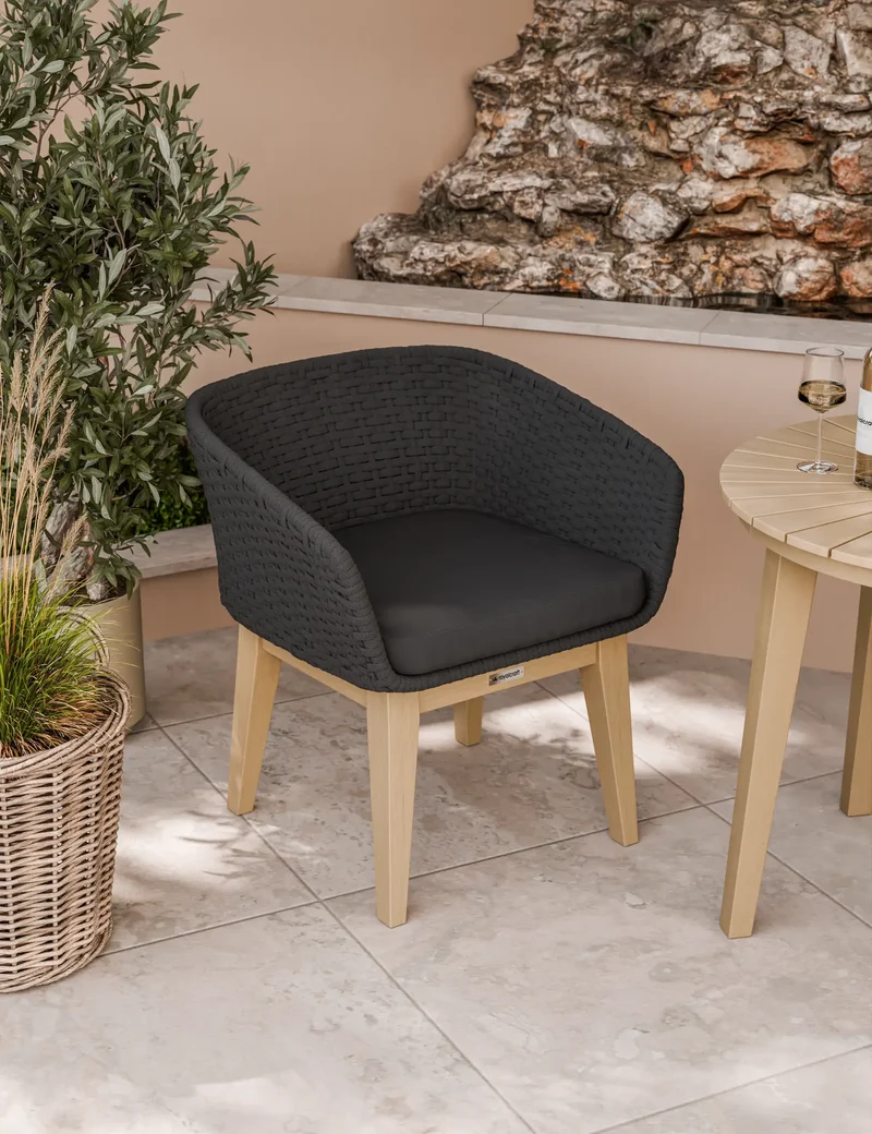 Roma 2 Seater Round Sunray Bistro Set with Eden Night Dining Chairs