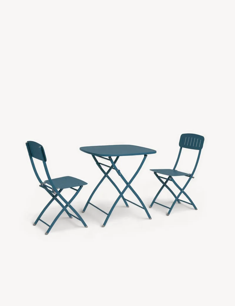 Venice 2 Seater Folding Bistro Set in Caribbean Blue