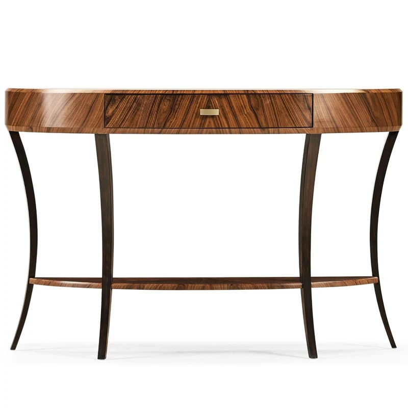 Art Deco Satin Demilune Console Table - Large