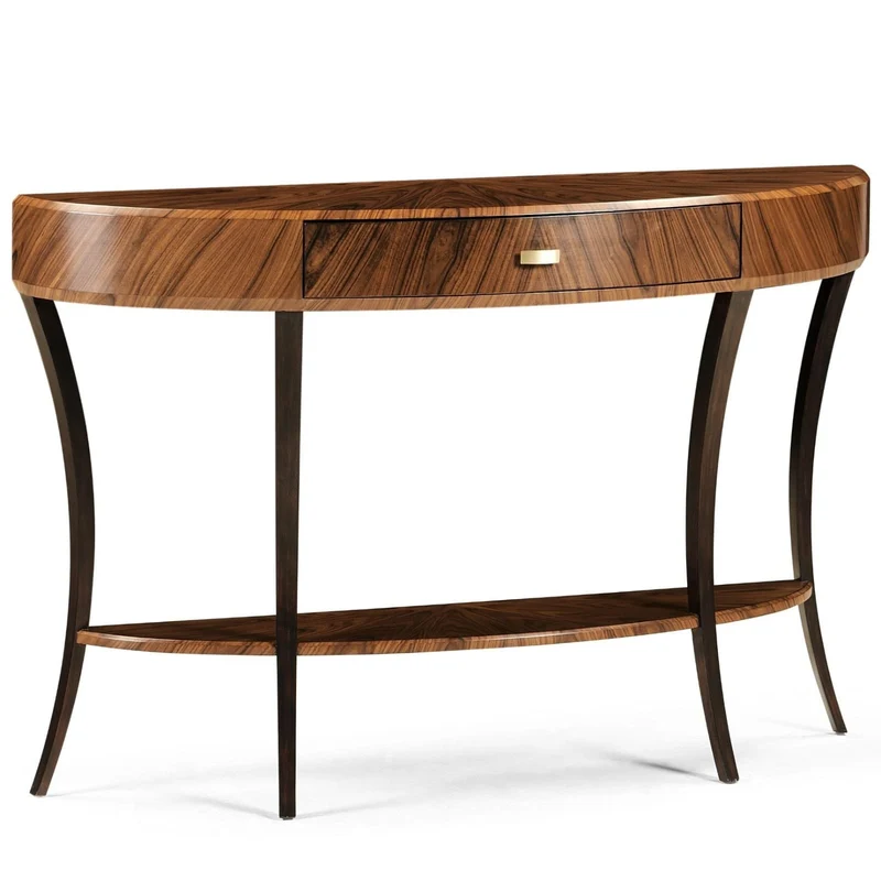 Art Deco Satin Demilune Console Table - Large
