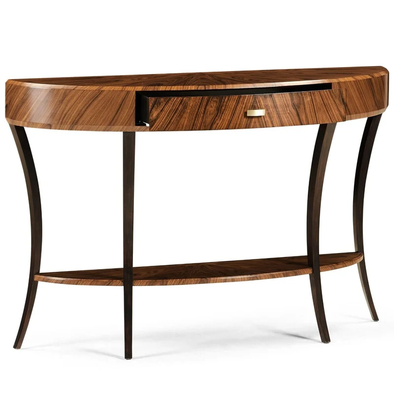 Art Deco Satin Demilune Console Table - Large