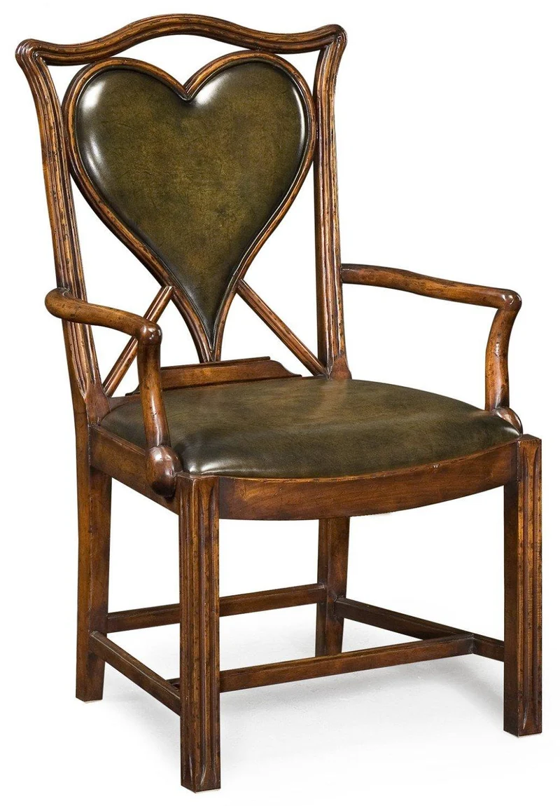 Armchair Heart Playing Card - English Green Leather