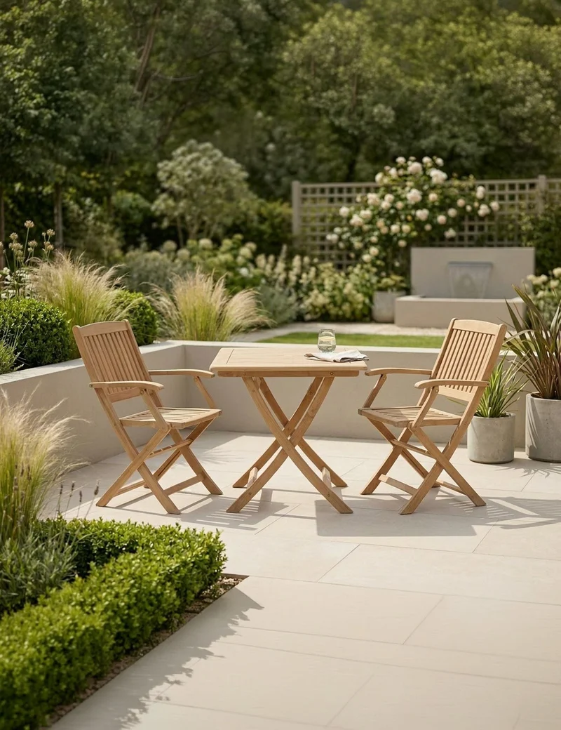 London 2 Seater Square Folding Bistro Set with London Folding Armchairs