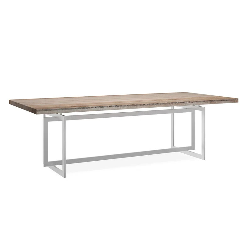 Wish You Were Here Dining Table - Brushed Chrome and Sandstone Top