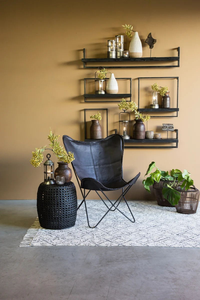 Wall shelf 30x15x50 cm MADDISON wood matt black