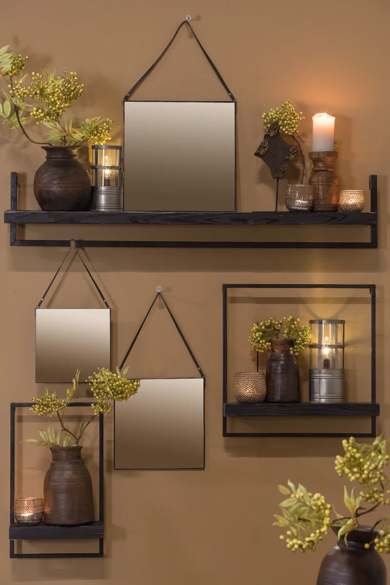 Wall shelf 30x15x50 cm MADDISON wood matt black