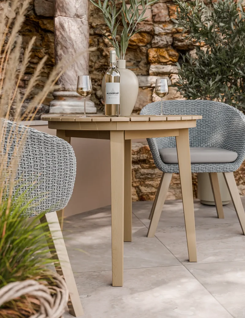 Roma 2 Seater Round Sunray Bistro Set with Sol Dining Chairs