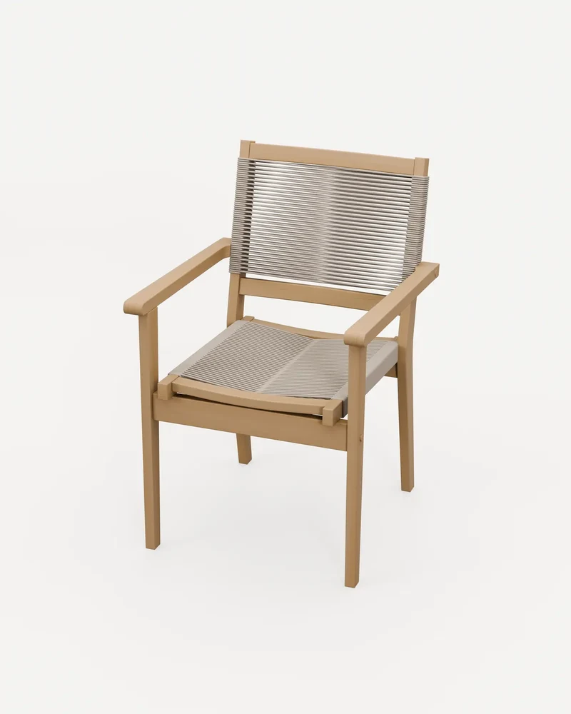Roma 80cm Round Sunray Bistro Set with Roma Rope Stacking Chairs