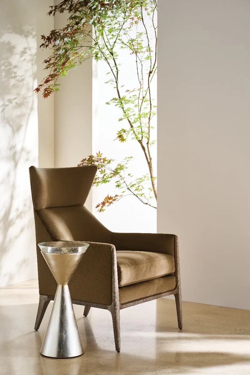 Spy Glass Drinks Table in Taupe Silver Leaf