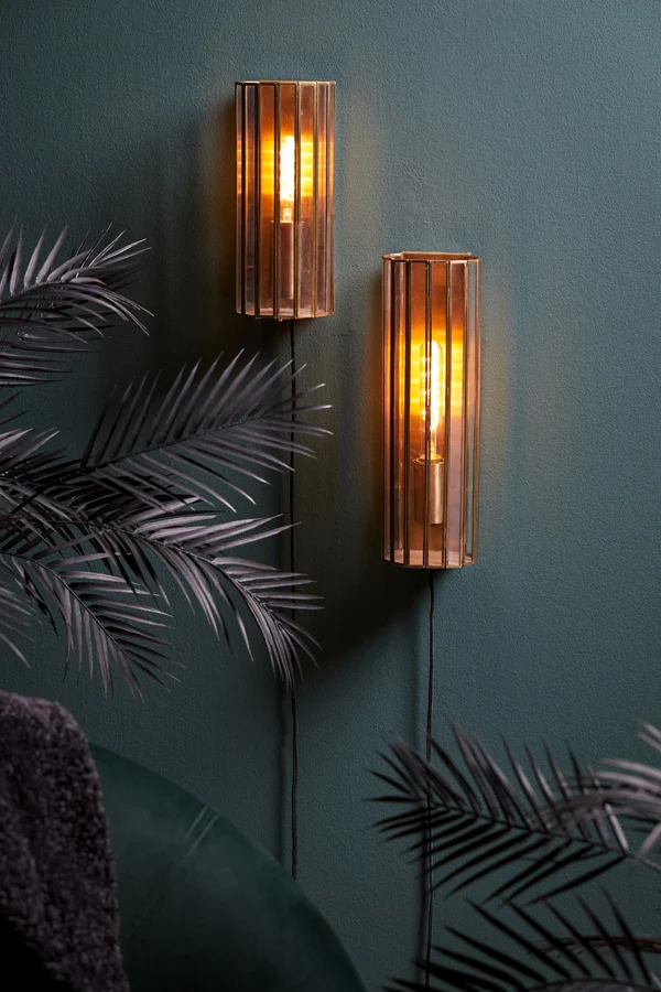 Wall lamp 14x13x30,5 cm STRBY antique bronze+glass