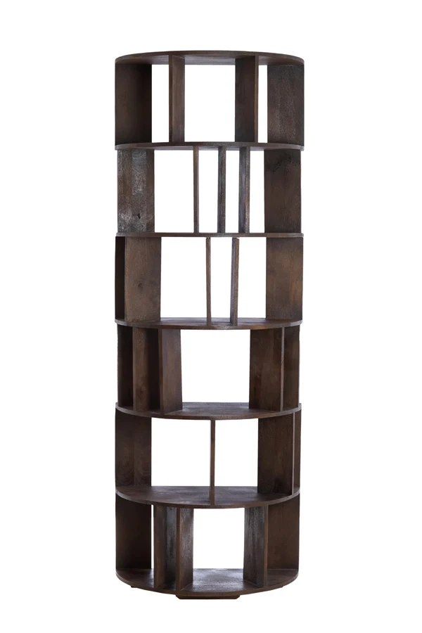 Wall cabinet open 76x37x212 cm LIMPYA wood matt dark russet