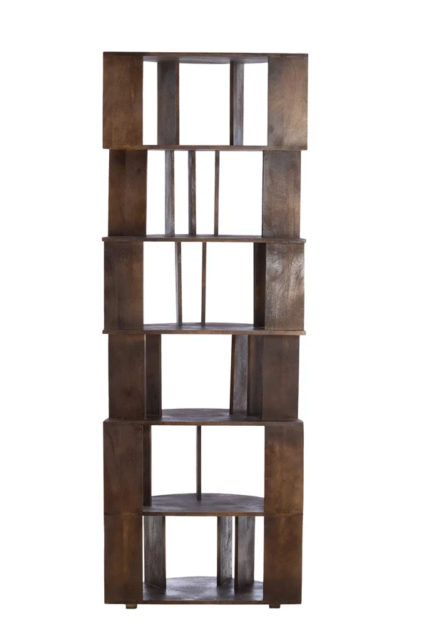 Wall cabinet open 76x37x212 cm LIMPYA wood matt dark russet