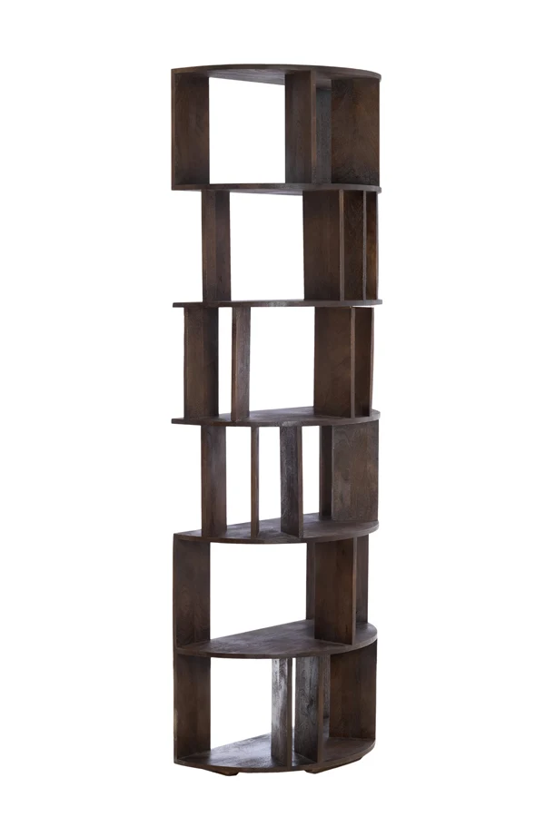 Wall cabinet open 76x37x212 cm LIMPYA wood matt dark russet