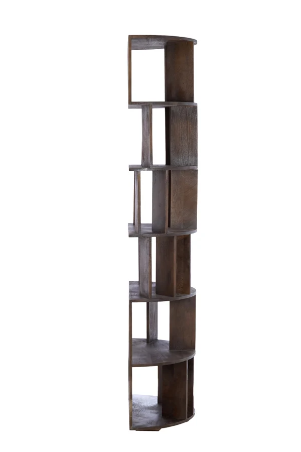 Wall cabinet open 76x37x212 cm LIMPYA wood matt dark russet