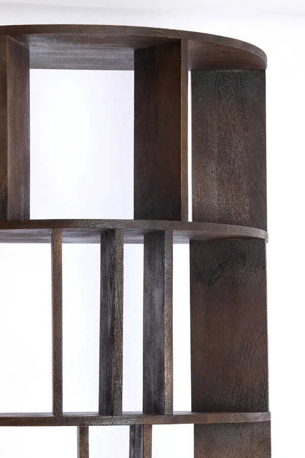 Wall cabinet open 76x37x212 cm LIMPYA wood matt dark russet