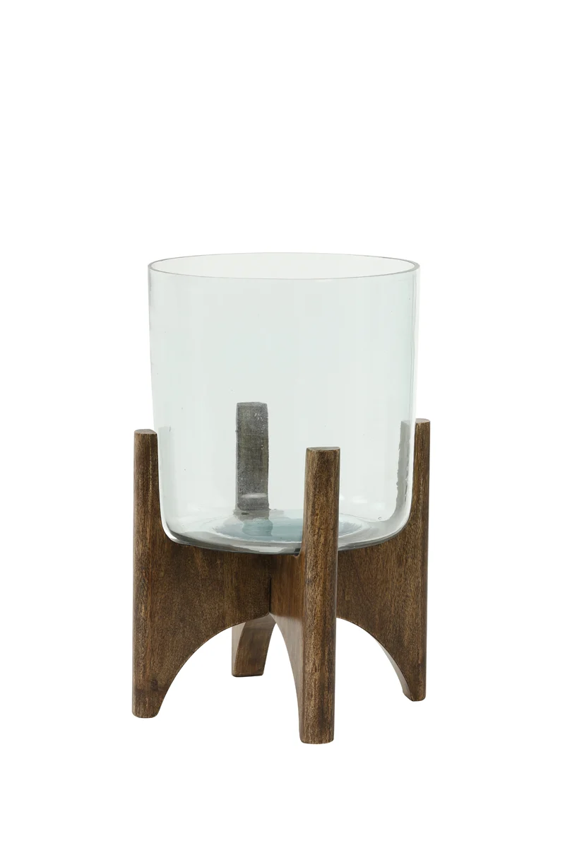 Vase on base 22,5x33,5 cm JACE glass+wood brown