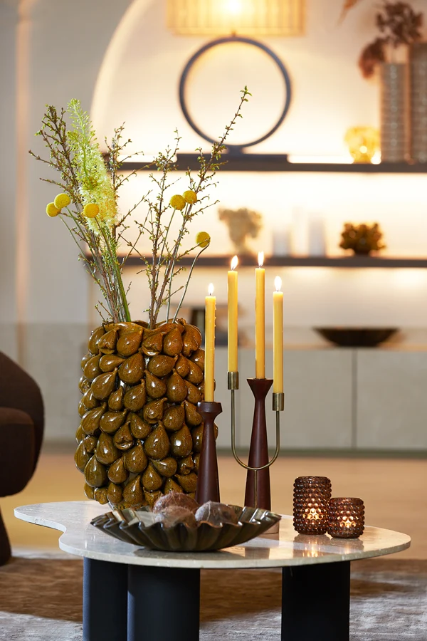 Vase deco 35x33x47 cm NATALIA ceramics yellow-brown