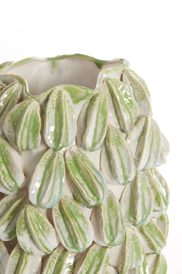 Vase deco 35x33x47 cm CARAMBOLA ceramics cream+green