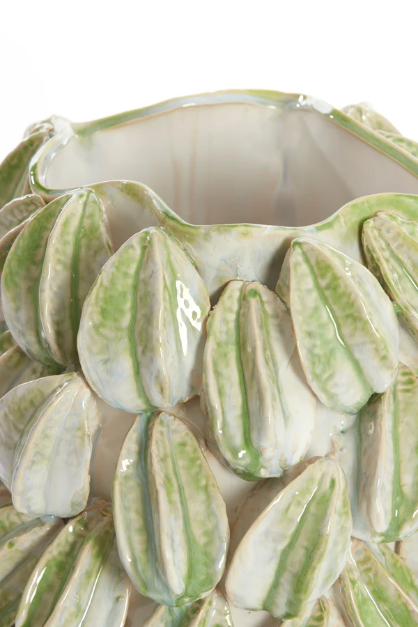 Vase deco 35x33x47 cm CARAMBOLA ceramics cream+green