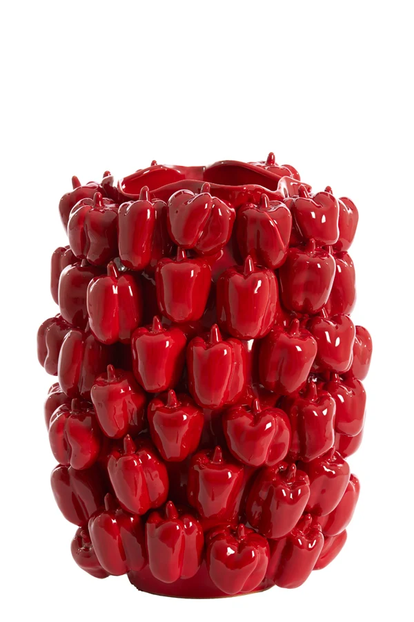 Vase deco 35x33x47 cm BELLPEPPER ceramics shiny red