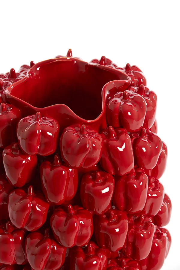 Vase deco 35x33x47 cm BELLPEPPER ceramics shiny red
