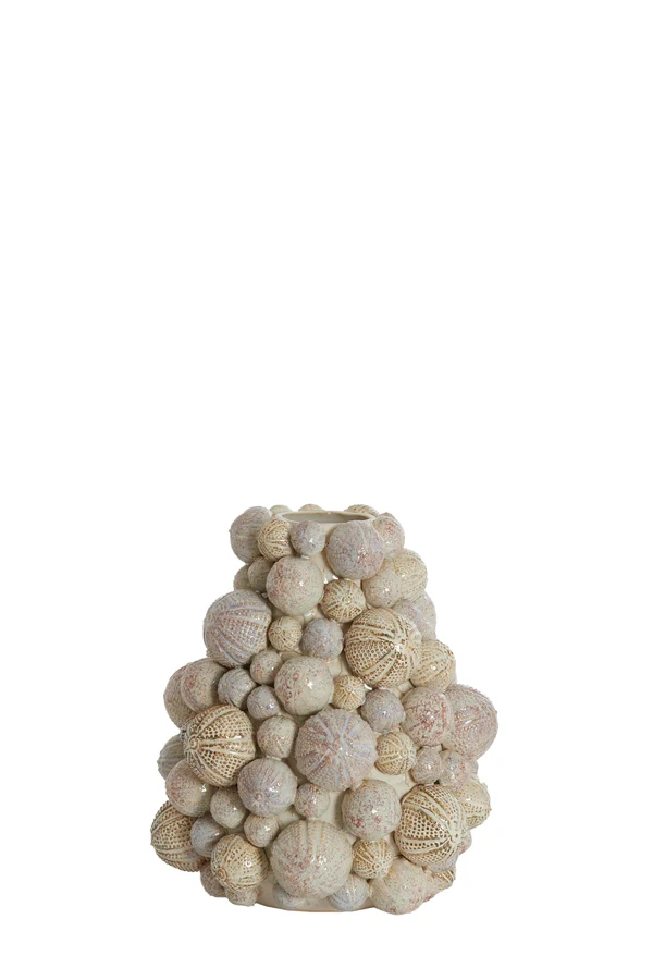 Vase deco 29,5x32 cm SEA URCHIN ceramics cream-sand