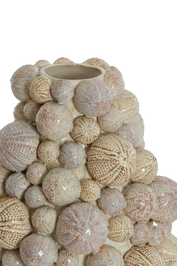 Vase deco 29,5x32 cm SEA URCHIN ceramics cream-sand