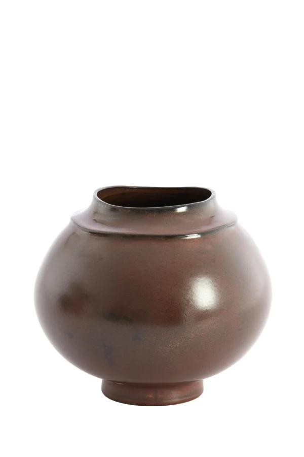 Vase deco 29,5x25,5 cm LOREA ceramics matt dark red-brown