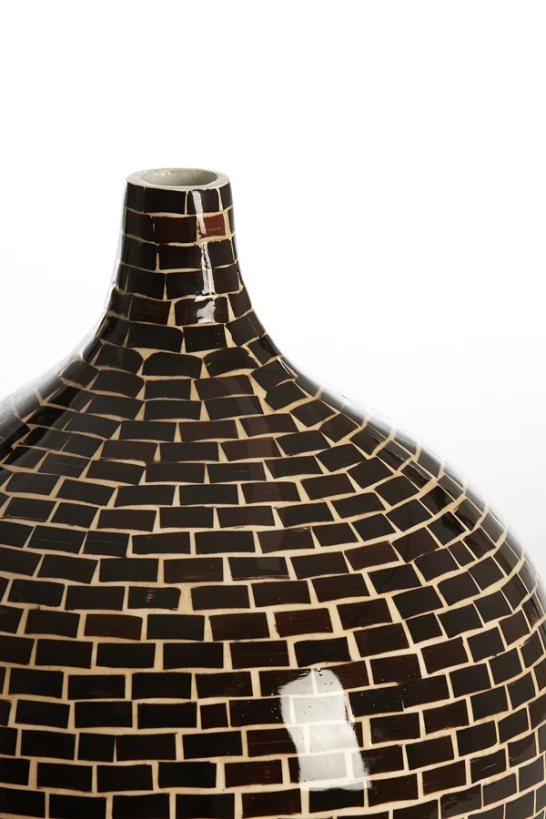Vase deco 28x35 cm ELORZA dark brown+natural