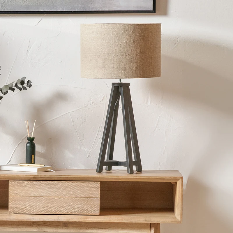 Whitby Matt Black Wood Tapered 4 Post Table Lamp - Base Only | OUTLET
