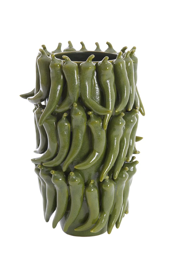 Vase deco 26,5x25x39 cm PEPPER ceramics dark green