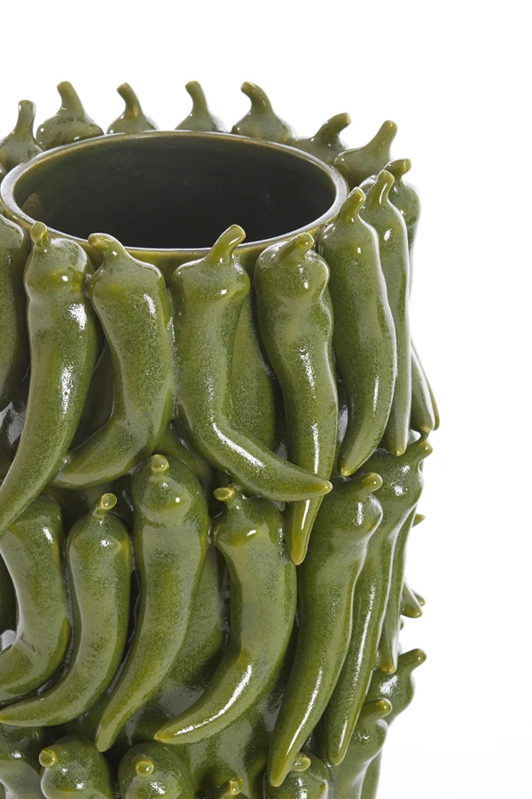 Vase deco 26,5x25x39 cm PEPPER ceramics dark green