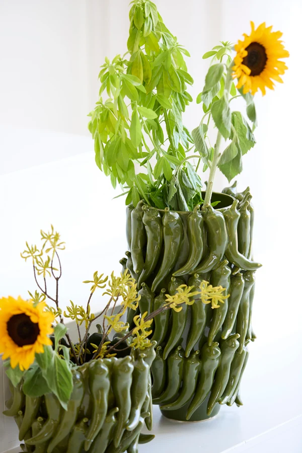 Vase deco 26,5x25x39 cm PEPPER ceramics dark green