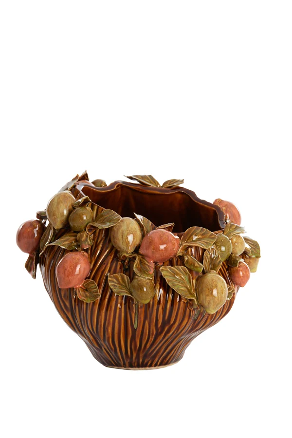 Vase deco 26,5x24x20 cm LEMONI ceramics brown-orange+green