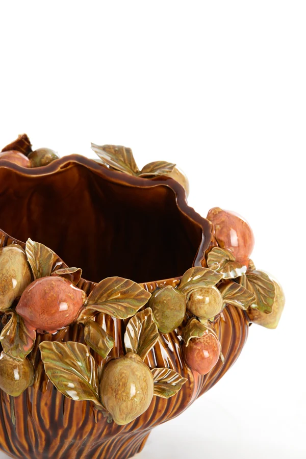 Vase deco 26,5x24x20 cm LEMONI ceramics brown-orange+green