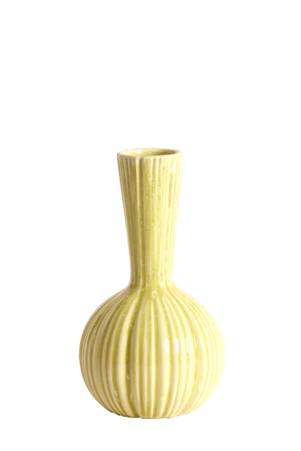 Vase deco 9,5x17 cm SHAREL ceramics yellow-green