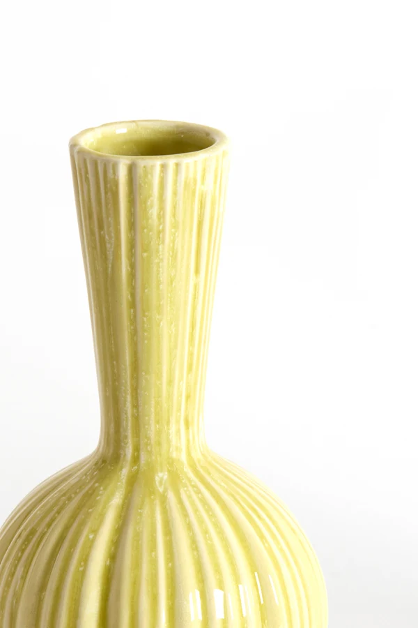 Vase deco 9,5x17 cm SHAREL ceramics yellow-green