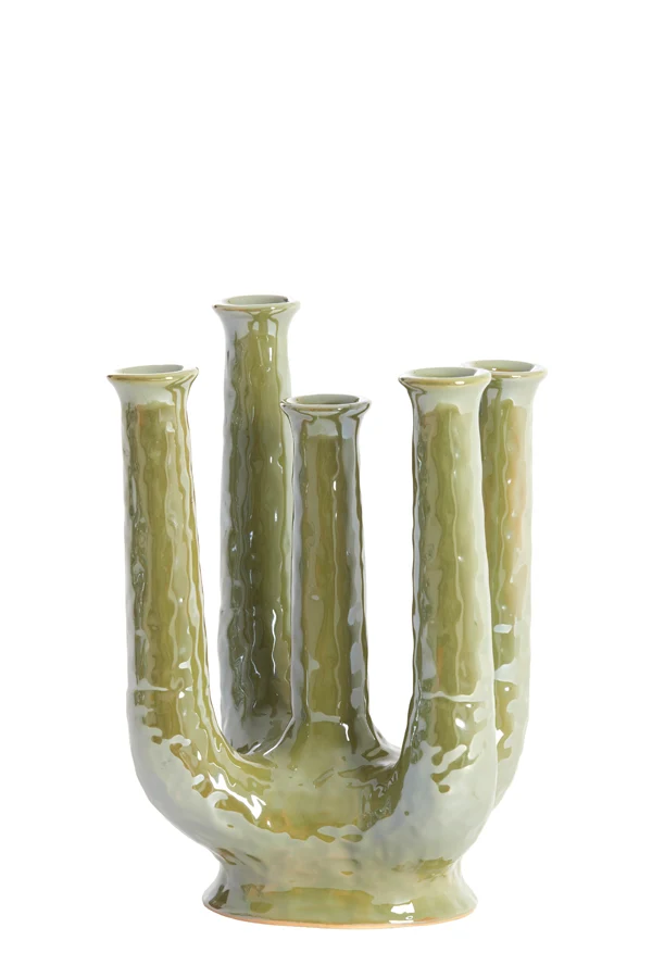 Vase deco 22x16,5x30 cm LEONJO ceramics oil light green