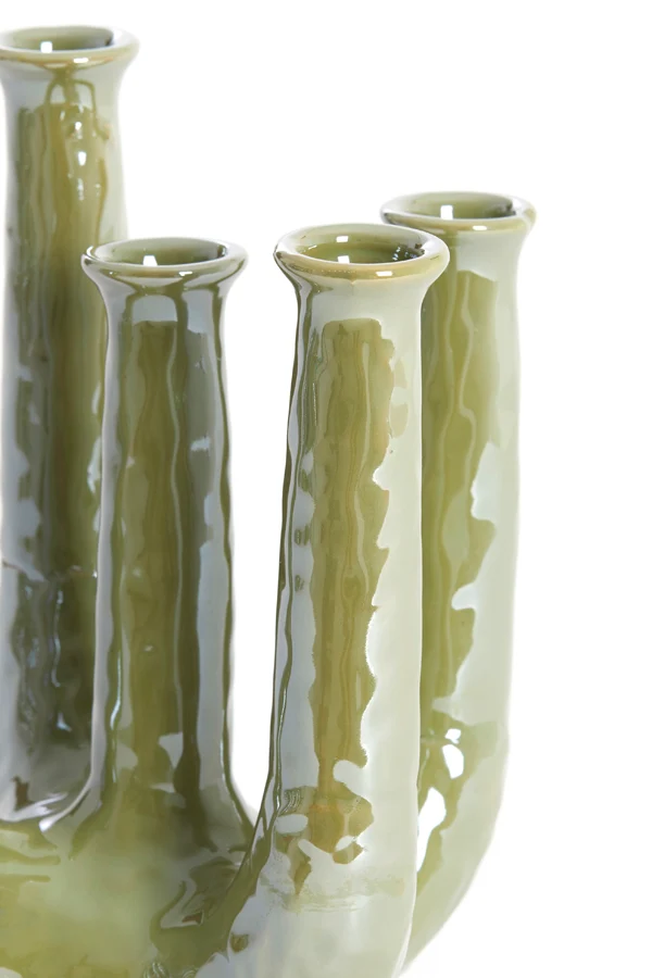 Vase deco 22x16,5x30 cm LEONJO ceramics oil light green